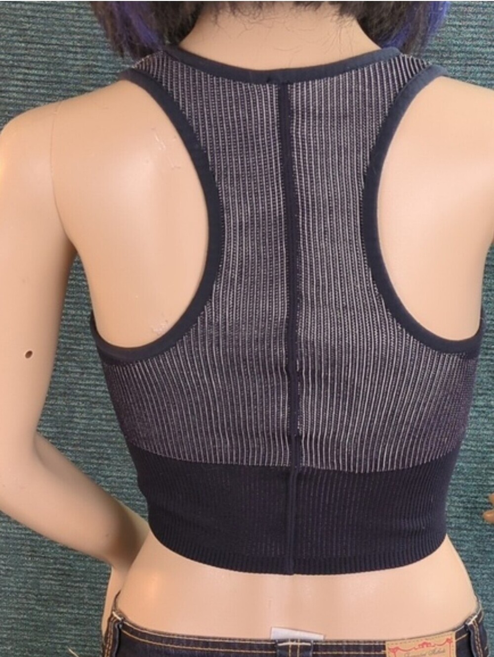 Nike Tech Knit Cropped Racerback Tank, Blue - Picture 6 of 8
